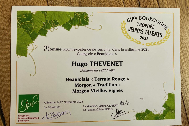 Fier de la deuxième place du trophée des jeunes talents d'Hugo !