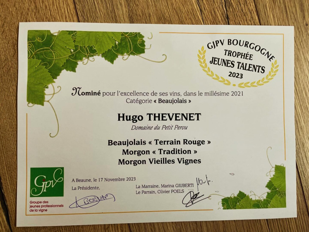 Fier de la deuxième place du trophée des jeunes talents d'Hugo !